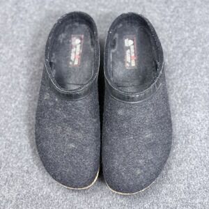 Haflinger Grizzly Wool Felt Clogs Mens 47 US 13 Black Cork Comfort Slippers